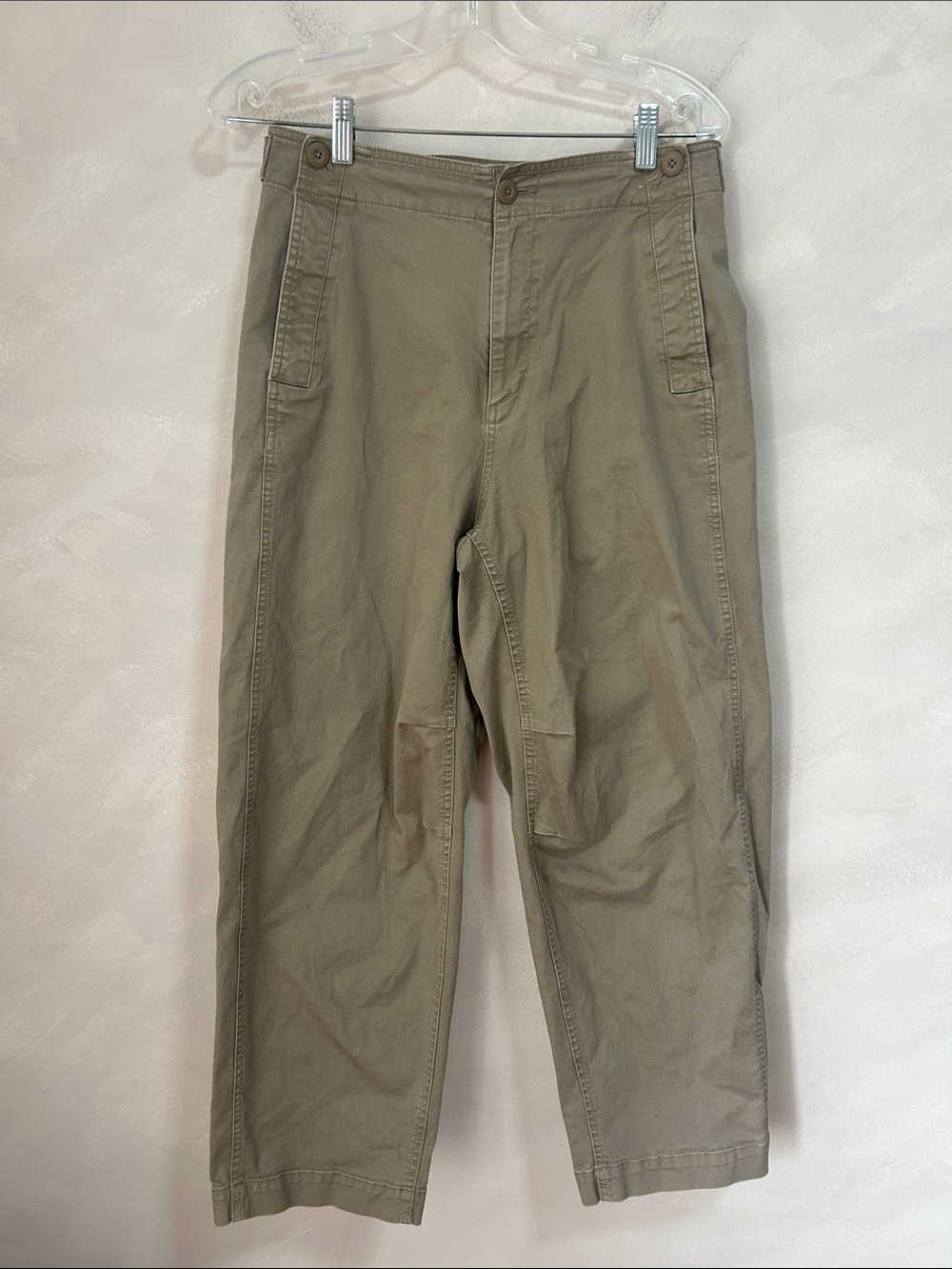 Uniqlo :C Women's Olive Khaki Wide Leg Barrel Pants Cargo Utility size 26